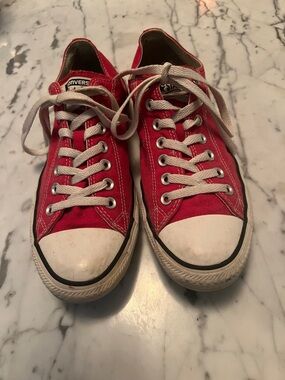 Converse Red Low-Top Canvas Sneakers with White Accents